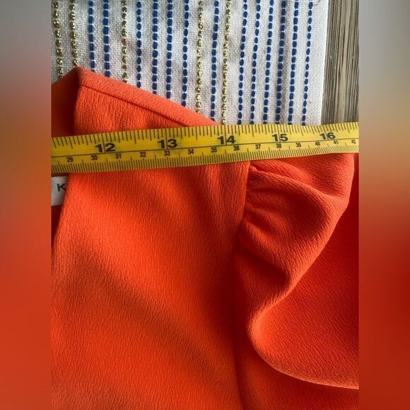 Trina Turk womens Mini Dress Orange 3/4 Balloon Sleeve Embroidered V Neck Small - Picture 11 of 13
